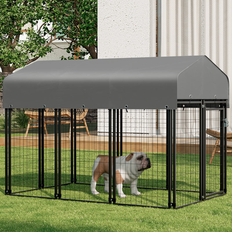 MoNiBloom Dog Crate Kennel Outdoor Large Pet Fence Animal Playpen with Roof Waterproof Cover